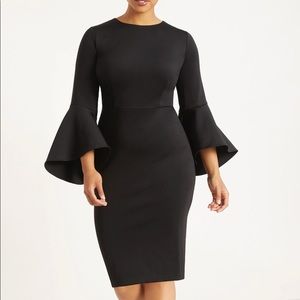 Eloquii Flare Sleeve Scuba Dress